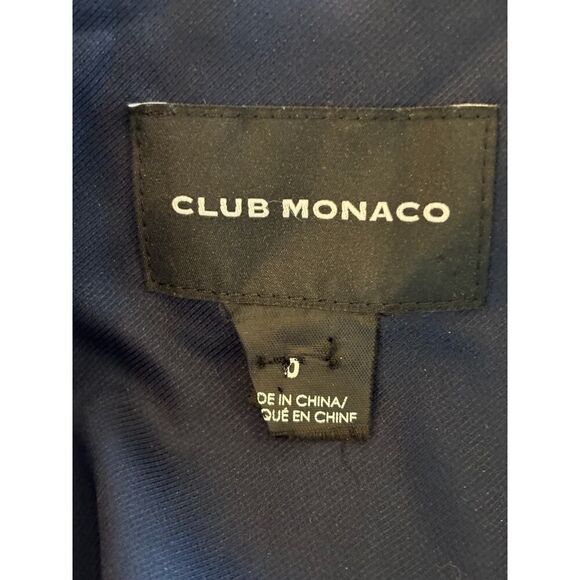 Club Monaco Blazer Jacket Linen Viscose Blue White 2 Pockets 1 Button 0 XS - Picture 7 of 7